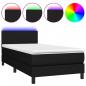 Preview: Boxspringbett mit Matratze & LED Schwarz 100x200 cm Stoff 