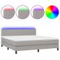 Preview: Boxspringbett mit Matratze & LED Hellgrau 160x200 cm Stoff