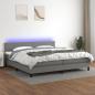 Preview: ARDEBO.de - Boxspringbett mit Matratze & LED Dunkelgrau 200x200 cm Stoff