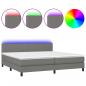 Preview: Boxspringbett mit Matratze & LED Dunkelgrau 200x200 cm Stoff