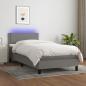 Preview: ARDEBO.de - Boxspringbett mit Matratze & LED Dunkelgrau 90x200 cm Stoff