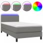 Preview: Boxspringbett mit Matratze & LED Dunkelgrau 90x200 cm Stoff