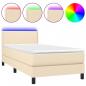 Preview: Boxspringbett mit Matratze & LED Creme 90x200 cm Stoff