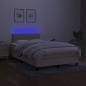 Preview: Boxspringbett mit Matratze & LED Creme 120x200 cm Stoff