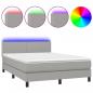 Preview: Boxspringbett mit Matratze & LED Hellgrau 140x190 cm Stoff