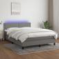 Preview: ARDEBO.de - Boxspringbett mit Matratze & LED Dunkelgrau 140x190 cm Stoff