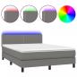 Preview: Boxspringbett mit Matratze & LED Dunkelgrau 140x190 cm Stoff