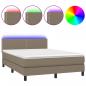 Preview: Boxspringbett mit Matratze & LED Taupe 140x200 cm Stoff