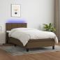 Preview: ARDEBO.de - Boxspringbett mit Matratze & LED Dunkelbraun 90x190 cm Stoff