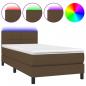 Preview: Boxspringbett mit Matratze & LED Dunkelbraun 90x190 cm Stoff