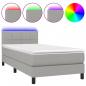 Preview: Boxspringbett mit Matratze & LED Hellgrau 100x200 cm Stoff