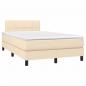 Preview: Boxspringbett mit Matratze & LED Creme 120x200 cm Stoff