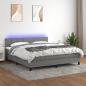 Preview: ARDEBO.de - Boxspringbett mit Matratze & LED Dunkelgrau 160x200 cm Stoff 