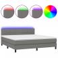 Preview: Boxspringbett mit Matratze & LED Dunkelgrau 160x200 cm Stoff 