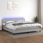 Preview: ARDEBO.de - Boxspringbett mit Matratze & LED Hellgrau 200x200 cm Stoff