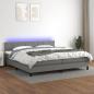 Preview: ARDEBO.de - Boxspringbett mit Matratze & LED Dunkelgrau 200x200 cm Stoff