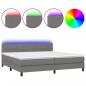 Preview: Boxspringbett mit Matratze & LED Dunkelgrau 200x200 cm Stoff