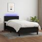 Preview: ARDEBO.de - Boxspringbett mit Matratze & LED Schwarz 100x200 cm Stoff