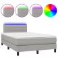 Preview: Boxspringbett mit Matratze & LED Hellgrau 120x200 cm Stoff