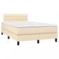 Preview: Boxspringbett mit Matratze & LED Creme 120x200 cm Stoff