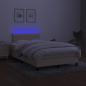 Preview: Boxspringbett mit Matratze & LED Creme 120x200 cm Stoff