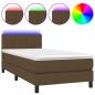 Preview: Boxspringbett mit Matratze & LED Dunkelbraun 90x190 cm Stoff