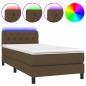 Preview: Boxspringbett mit Matratze & LED Dunkelbraun 80x200 cm Stoff