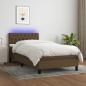 Preview: ARDEBO.de - Boxspringbett mit Matratze & LED Dunkelbraun 90x190 cm Stoff