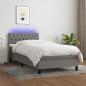 Preview: ARDEBO.de - Boxspringbett mit Matratze & LED Dunkelgrau 90x200 cm Stoff