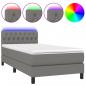 Preview: Boxspringbett mit Matratze & LED Dunkelgrau 90x200 cm Stoff