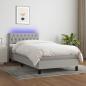 Preview: ARDEBO.de - Boxspringbett mit Matratze & LED Hellgrau 100x200 cm Stoff