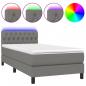 Preview: Boxspringbett mit Matratze & LED Dunkelgrau 100x200 cm Stoff