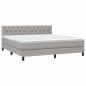 Preview: Boxspringbett mit Matratze & LED Hellgrau 160x200 cm Stoff