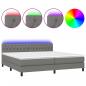 Preview: Boxspringbett mit Matratze & LED Dunkelgrau 200x200 cm Stoff