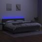 Preview: Boxspringbett mit Matratze & LED Dunkelgrau 200x200 cm Stoff