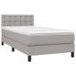 Preview: Boxspringbett mit Matratze & LED Hellgrau 90x200 cm Stoff