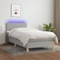 Preview: ARDEBO.de - Boxspringbett mit Matratze & LED Hellgrau 80x200 cm Stoff