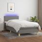 Preview: ARDEBO.de - Boxspringbett mit Matratze & LED Dunkelgrau 90x190 cm Stoff