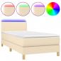 Preview: Boxspringbett mit Matratze & LED Creme 90x190 cm Stoff