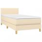 Preview: Boxspringbett mit Matratze & LED Creme 90x190 cm Stoff