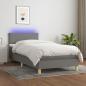 Preview: ARDEBO.de - Boxspringbett mit Matratze & LED Dunkelgrau 90x200 cm Stoff