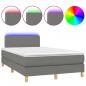 Preview: Boxspringbett mit Matratze & LED Dunkelgrau 120x200 cm Stoff