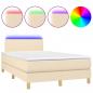 Preview: Boxspringbett mit Matratze & LED Creme 120x200 cm Stoff