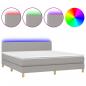 Preview: Boxspringbett mit Matratze & LED Hellgrau 160x200 cm Stoff