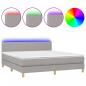 Preview: Boxspringbett mit Matratze & LED Hellgrau 180x200 cm Stoff