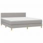 Preview: Boxspringbett mit Matratze & LED Hellgrau 180x200 cm Stoff