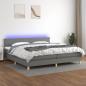 Preview: ARDEBO.de - Boxspringbett mit Matratze & LED Dunkelgrau 200x200 cm Stoff