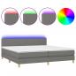 Preview: Boxspringbett mit Matratze & LED Dunkelgrau 200x200 cm Stoff