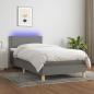 Preview: ARDEBO.de - Boxspringbett mit Matratze & LED Dunkelgrau 80x200 cm Stoff