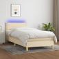 Preview: ARDEBO.de - Boxspringbett mit Matratze & LED Creme 90x190 cm Stoff